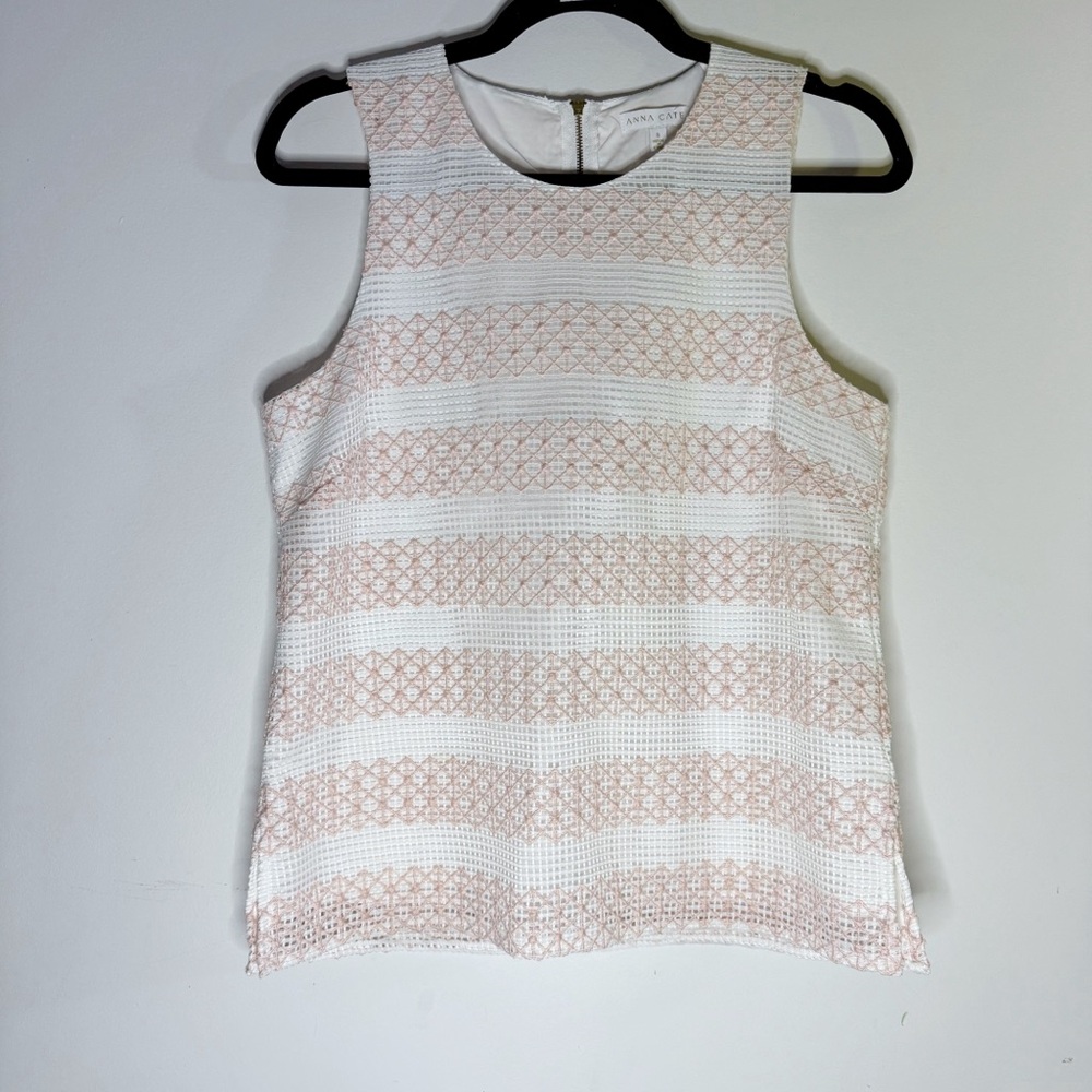 Anna Cate Blush Pink Lace Embroidered Sleeveless Top Small